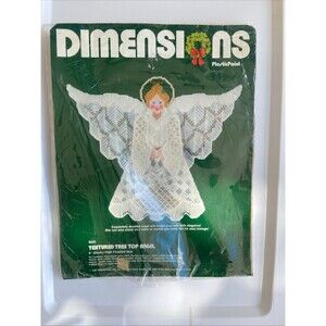 Dimensions Textured Tree Top 9” Angel Christmas Vintage 1994 Made in USA - Open